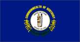 Kentucky state flag with blue background.