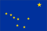 Flag of Alaska with yellow stars.