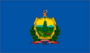 Vermont state flag with coat of arms.