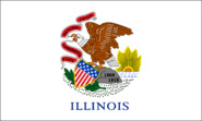 Flag of Illinois with eagle and shield.