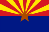 Arizona state flag with star and rays.