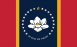 Flag of Mississippi with magnolia flower.