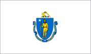 Flag of Massachusetts with state emblem.