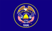 Flag of Utah with state emblem.