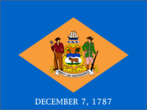 Delaware state flag with December 7, 1787.