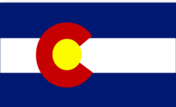 Flag of Colorado with "C" symbol.