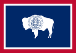 Wyoming state flag with bison silhouette.