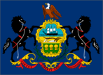 Pennsylvania state flag with coat of arms.