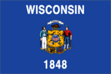Flag of Wisconsin with state emblem.