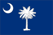 South Carolina state flag with crescent, palmetto.