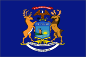 Flag of Michigan with state coat of arms.