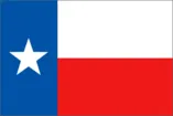 Texas state flag with star and stripes.