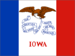 Iowa state flag with eagle emblem.