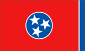 Tennessee state flag with three white stars.