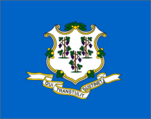 Connecticut state flag with blue background.