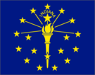 Indiana state flag with torch and stars.