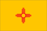 Yellow flag with red Zia symbol.