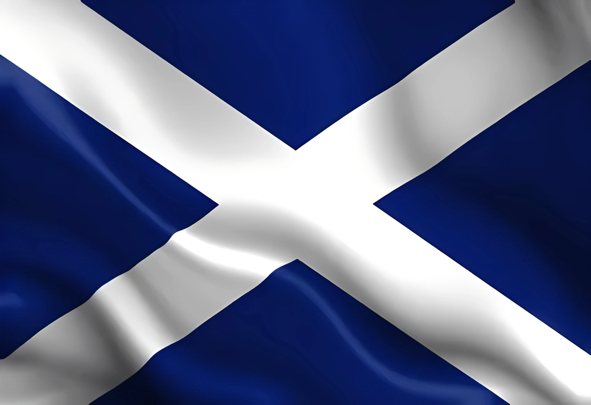 Scottish flag with diagonal white cross.